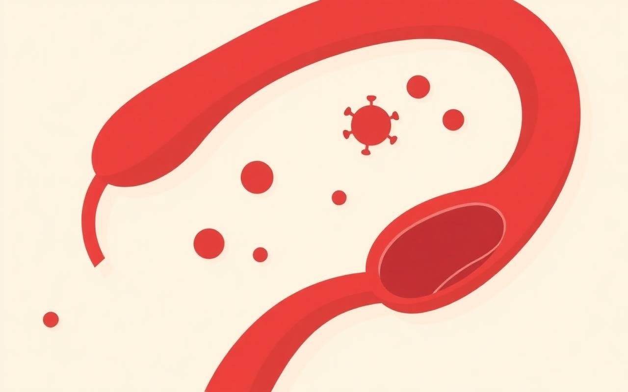 Illustration of glucose molecules travelling through the bloodstream